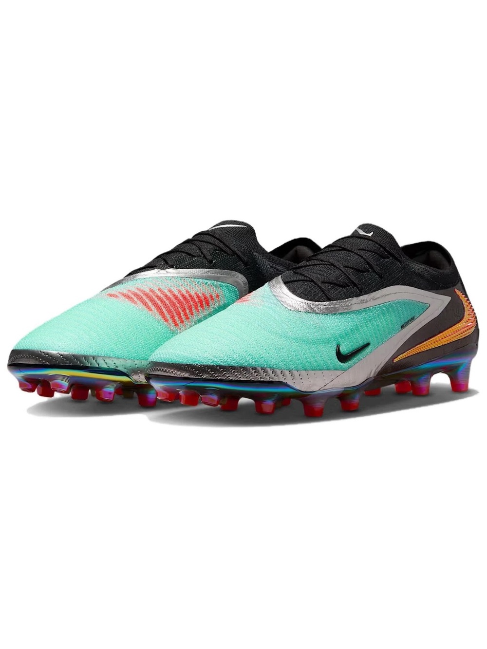Nike Men's Phantom 6 Low Elite AG Soccer Cleats, Chrome/Black Size 8.5 Ships Now